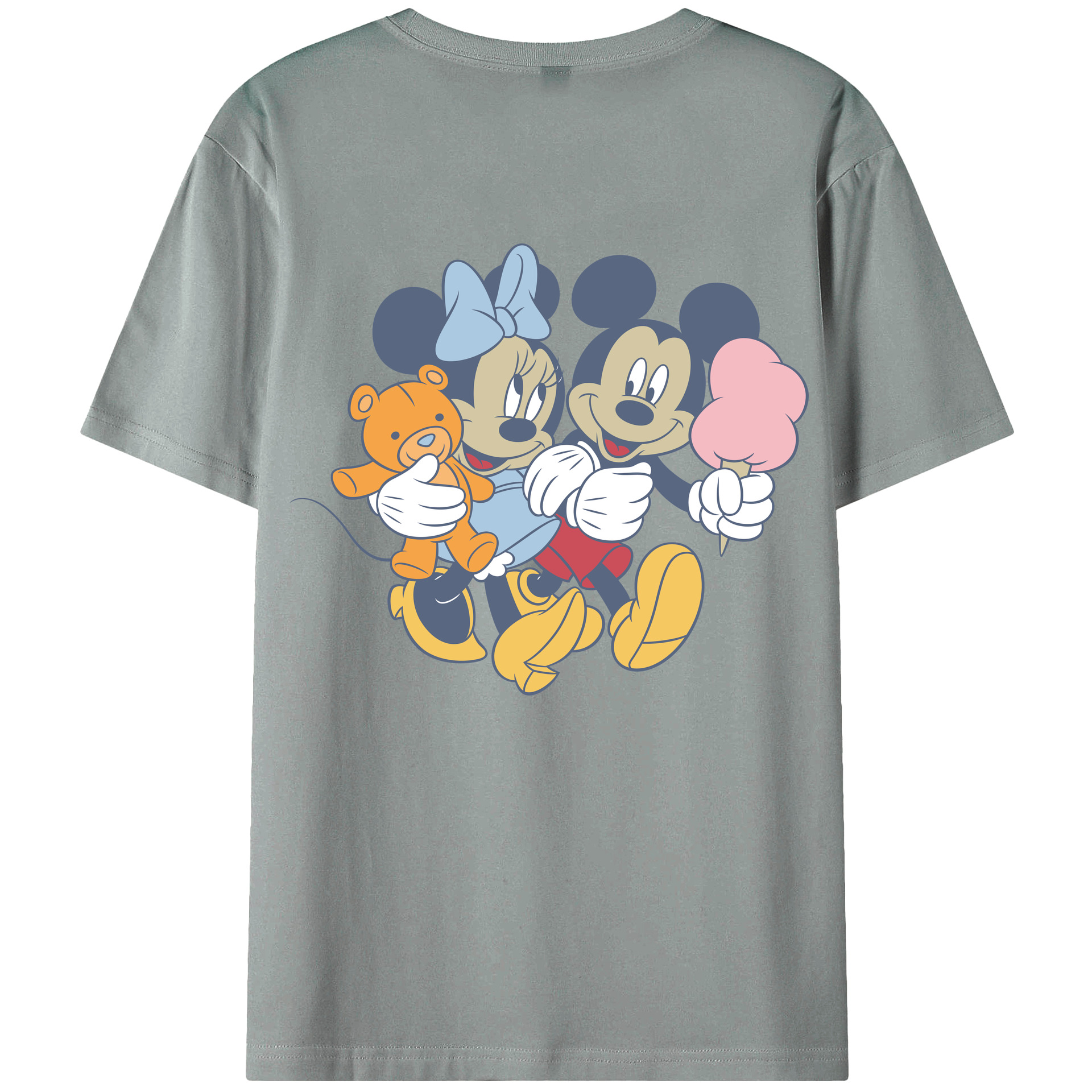 ミッキーマウス Mickey Mouse 綿100％ メンズ半袖Tシャツ（バックプリント） 通気性